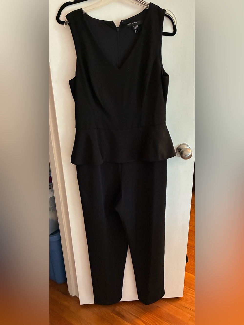 Maggy London Black Sleeveless Peplum Jumpsuit - size 10